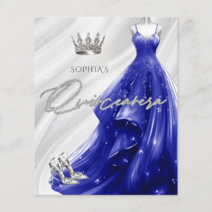 Budget Royal Blue Dress Quinceañera Einladung