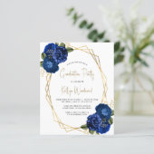 Budget Royal Blue Floral Graduation Party Einladun (Stehend Vorderseite)
