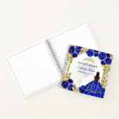 Budget Royal Blue Floral Quinceñera Gästebuch Notizblock (Innenseite)