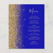 Budget Royal Blue Gold Glitzer Wedding Menu (Vorderseite)