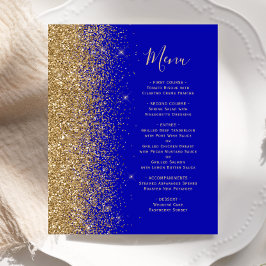 Budget Royal Blue Gold Glitzer Wedding Menu
