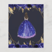 Budget Royal Blue Princess Sweet 16 Einladung (Rückseite)