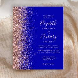 Budget Royal Blue Rose Gold Glitzer Hochzeit Einla