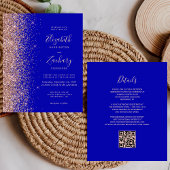 Budget Royal Blue Rose Gold QR Code Hochzeit