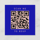 Budget Royal Blue Rose Gold Wedding QR Code UAWG Begleitkarte (Rückseite)