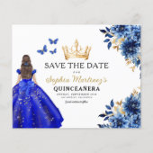 Budget Royal Blue Save the Date Quinceanera (Vorderseite)