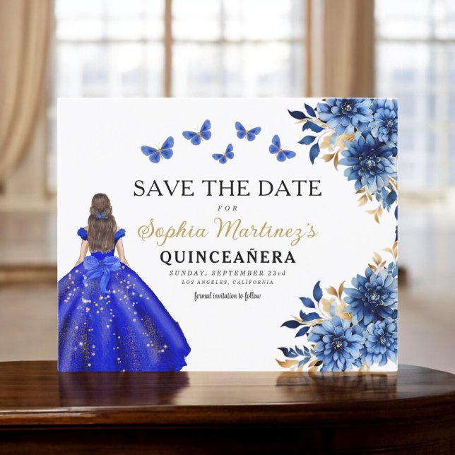 Budget Royal Blue Save the Date Quinceanera (Von Creator hochgeladen)