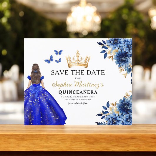 Budget Royal Blue Save the Date Quinceanera