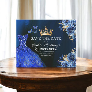 Budget Royal Blue Save the Date Quinceanera
