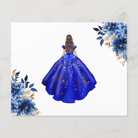 Budget Royal Blue Save the Date Quinceanera Flyer (Hinten)