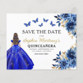 Budget Royal Blue Save the Date Quinceanera Flyer (Vorne)