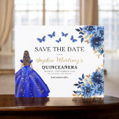 Budget Royal Blue Save the Date Quinceanera Flyer