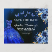 Budget Royal Blue Save the Date Quinceanera Flyer (Vorne)
