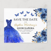 Budget Royal Blue Save the Date Quinceanera Flyer (Vorne)