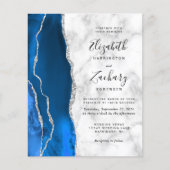 Budget Royal Blue Silver Agate Marble Wedding (Vorderseite)