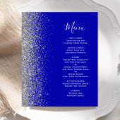 Budget Royal Blue Silver Glitzer Edge Wedding Menu