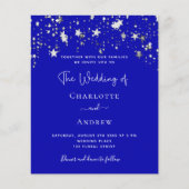 Budget Royal Blue Silver Stars Hochzeit Einladung Flyer (Vorne)