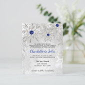 Budget Royal Blue Snowflakes Einladung Hochzeit (Stehend Vorderseite)