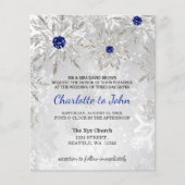 Budget Royal Blue Snowflakes Einladung Hochzeit (Vorderseite)
