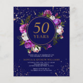 Budget Royal Blue Wedding Jubiläum Einladung (Vorderseite)