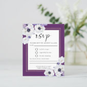 Budget Royal Lila Floral RSVP Card (Stehend Vorderseite)