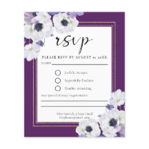 Budget Royal Lila Floral RSVP Card
