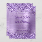Budget Royal Lila Glittery Foil Einladung (Vorne/Hinten)