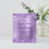 Budget Royal Lila Glittery Foil Einladung (Stehend Vorderseite)