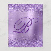 Budget Royal Lila Glittery Foil Einladung (Rückseite)