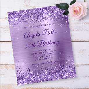 Budget Royal Lila Glittery Foil Einladung