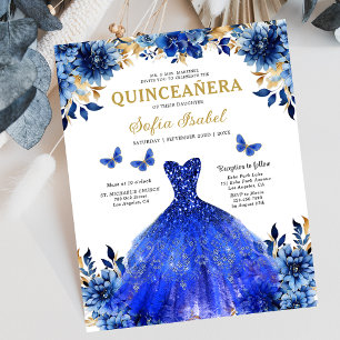 Budget Royalblau Bilingual Spanisch Quinceanera