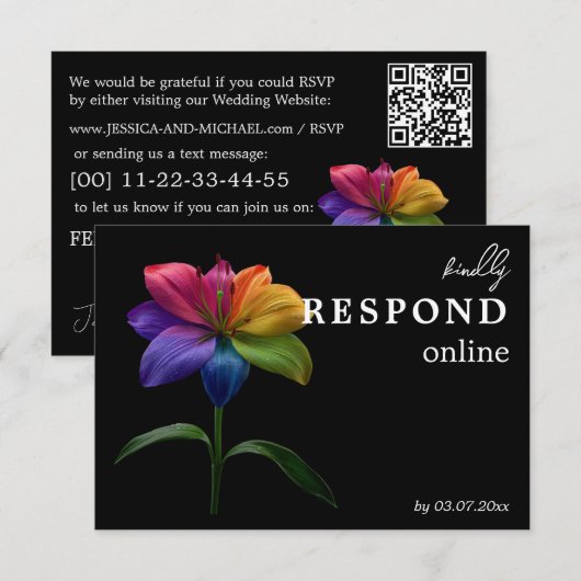 🌈 Budget RSVP online Technicolor Love  Karte (Vorne/Hinten)