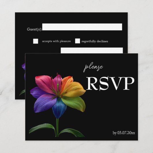 🌈 Budget RSVP Technicolor Liebe Karte (Vorne/Hinten)