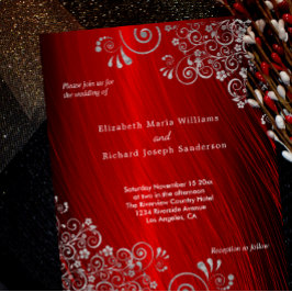 Budget Ruby Red Gray Wirbel Hochzeit Einladung