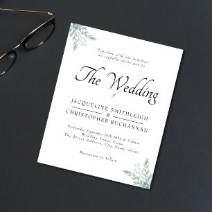 Budget-Ruhevolle Eukalyptus-Hochzeitseinladung Fly Flyer