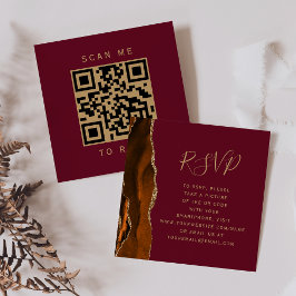 Budget Rust Agate Burgundy Wedding QR Code UAWG Begleitkarte