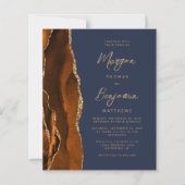 Budget Rust Agate Navy Blue 4 Foto Hochzeit Einlad (Vorderseite)