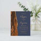 Budget Rust Agate Navy Blue QR Code Hochzeit einla (Stehend Vorderseite)