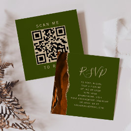 Budget Rust Agate Olive Wedding QR Code UAWG Begleitkarte
