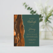 Budget Rust Dark Green Agate Hochzeitseinladung (Stehend Vorderseite)