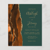 Budget Rust Dark Green Agate Hochzeitseinladung (Vorderseite)