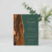 Budget Rust Dark Green Agate Hochzeitseinladung (Stehend Vorderseite)