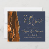 Budget Rust Gold Achat Navyblau Save the Date (Vorderseite)