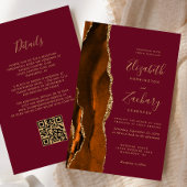 Budget Rust Gold Agate Burgund QR Code Hochzeit