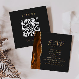 Budget Rust Gold Agate Dark Wedding QR Code UAWG Begleitkarte
