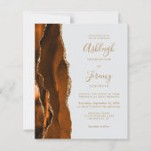 Budget Rust Gold Agate Gray QR Code Hochzeit einla (Vorderseite)