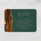 Budget Rust Gold Agate Green Wedding QR Code UAWG Begleitkarte (Vorderseite)