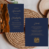 Budget Rust Gold Agate Navy Blue QR Code Hochzeit