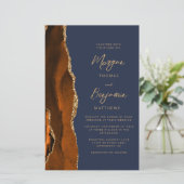 Budget Rust Gold Agate Navy Blue Script Hochzeit (Stehend Vorderseite)