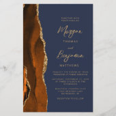 Budget Rust Gold Agate Navy Blue Script Hochzeit (Vorderseite)